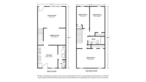 Floor plan for 3 beds, 1.5 baths, 1178 sqft